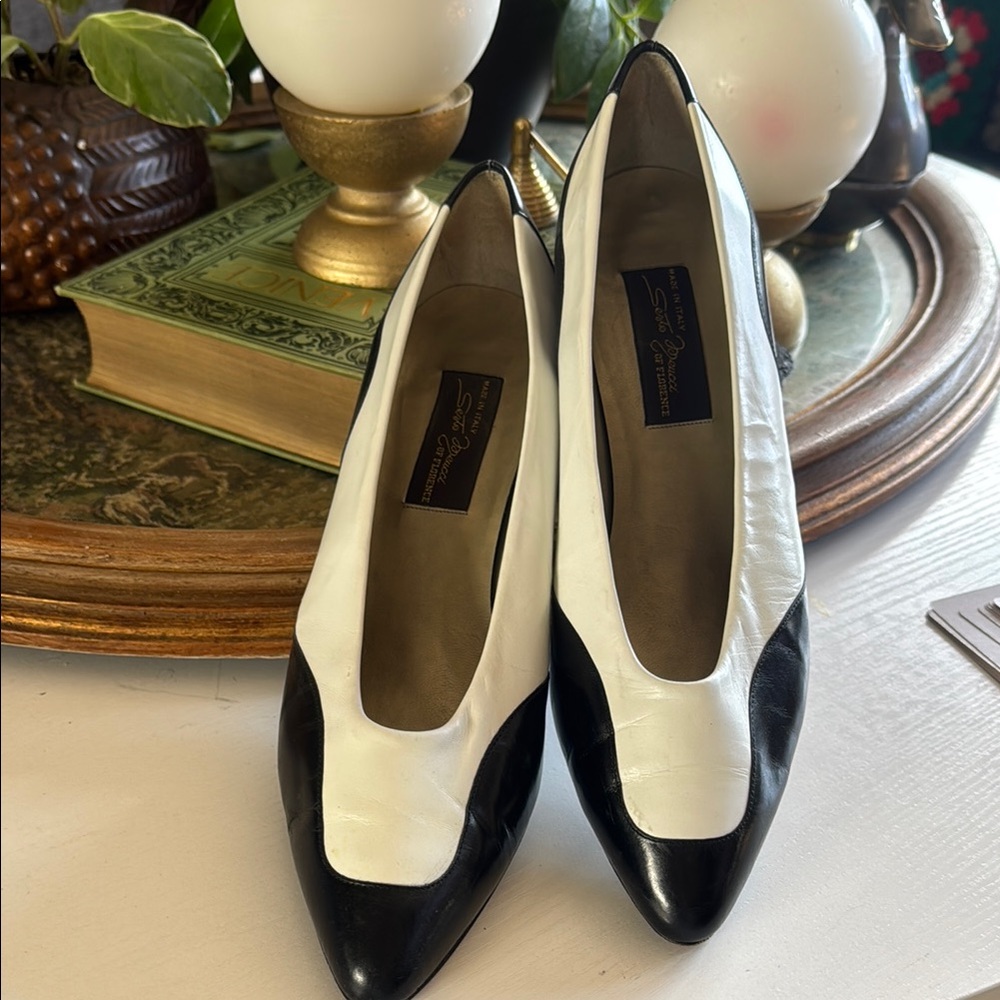 Elegant Black and White Women's Vintage Shoes.